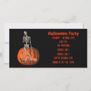 Gracioso Skeleton Jack O Lantern Halloween Invite