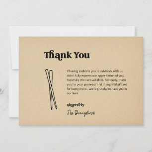 Gracioso Sushi Boda Gratuito Gracias Tarjeta