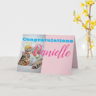 Gracioso Tabby Cat Felicitaciones Tarjeta de nombr