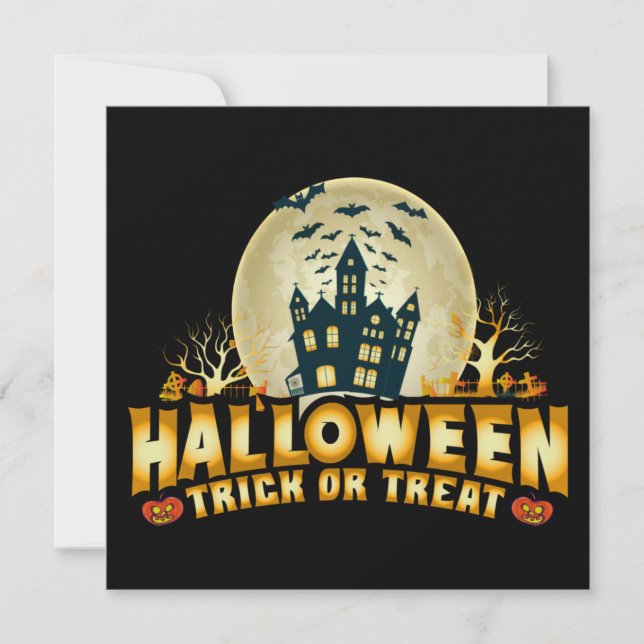 Gracioso truco de Halloween o tarjeta plana para t (Anverso)