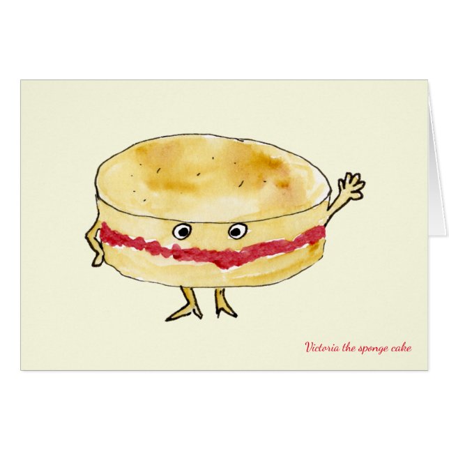 Gracioso Victoria Sponge Cake Quirky Humor Persona (Anverso (Horizontal))