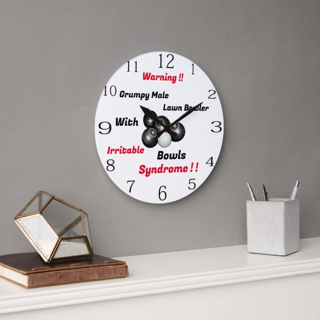 Gracioso y gruñón macho Bowler, reloj de pared (Oficina)