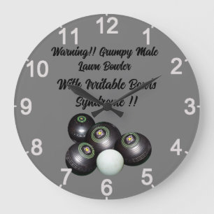 Gracioso y gruñón macho Bowler, reloj de pared