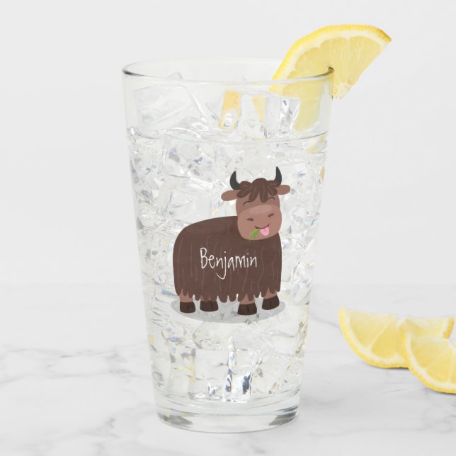 Gracioso yak feliz comiendo hierba personalizado i (Reverso (hielo))