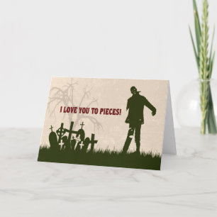 Gracioso Zombie en tarjeta de San Valentín en el c