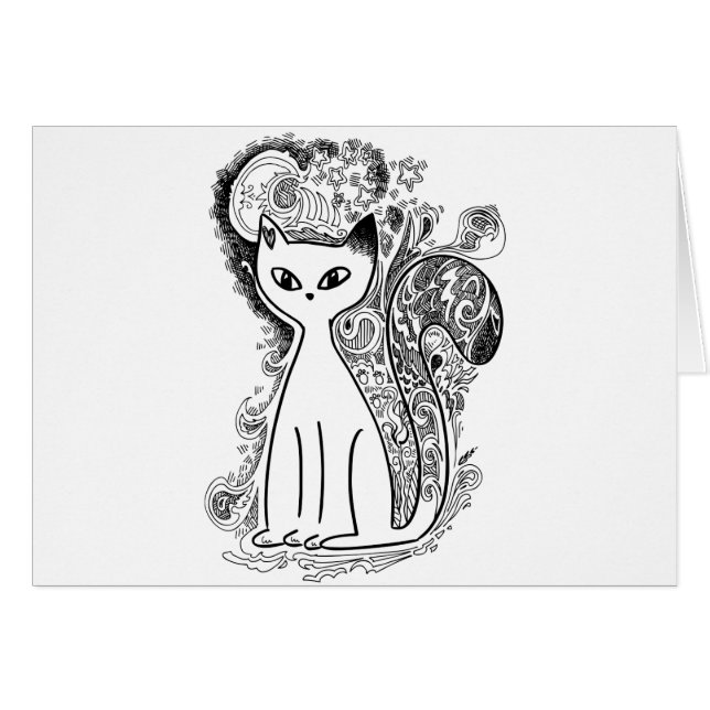 Graciosos gatos de patrón floral (Anverso (Horizontal))