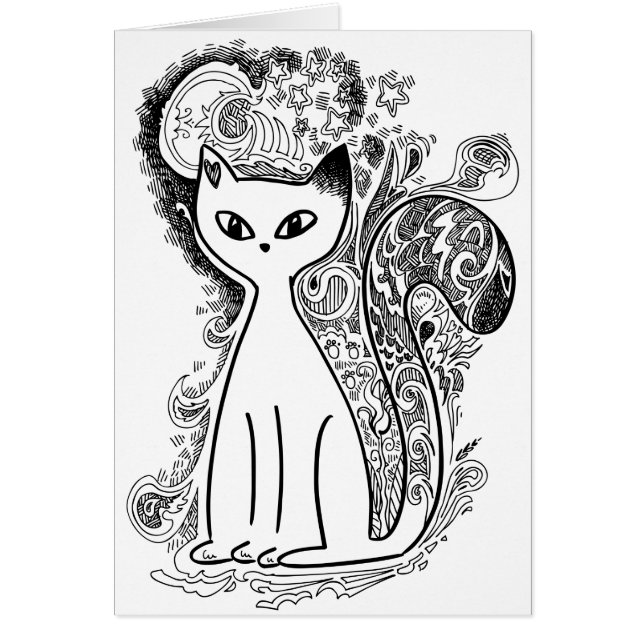 Graciosos gatos de patrón floral (Frente)