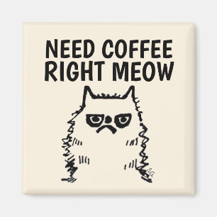 Graciosos imanes para gatos, necesito café de inme