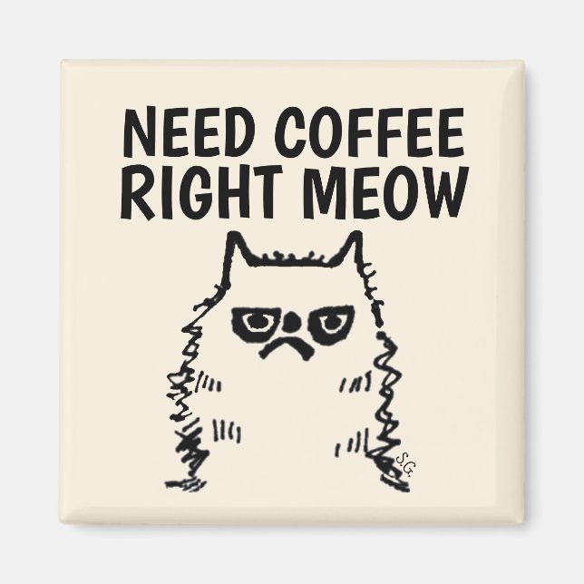 Graciosos imanes para gatos, necesito café de inme (Frente)