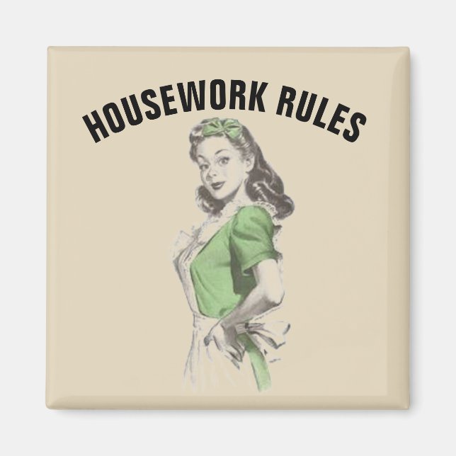 Graciosos imanes Retro Housewives, REGLAS DE TRABA (Frente)