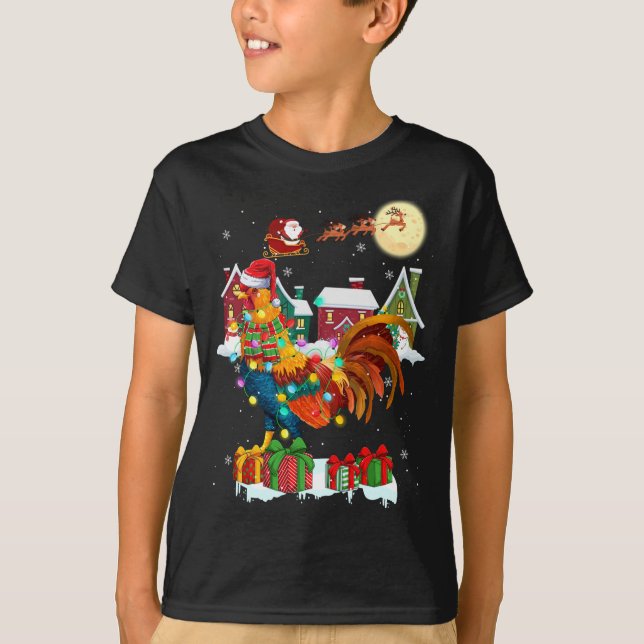 Graciosos Navidades de gallos Ugly Sweater Rooster (Anverso)