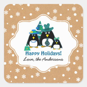 Graciosos pegatinas de Navidad de la familia Ping