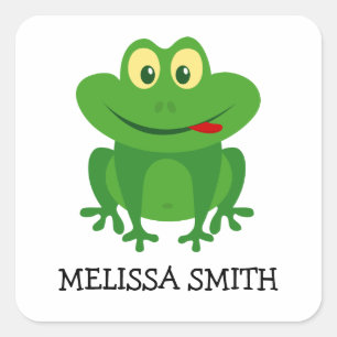 Graciosos pegatinas de personalizados de rana verd