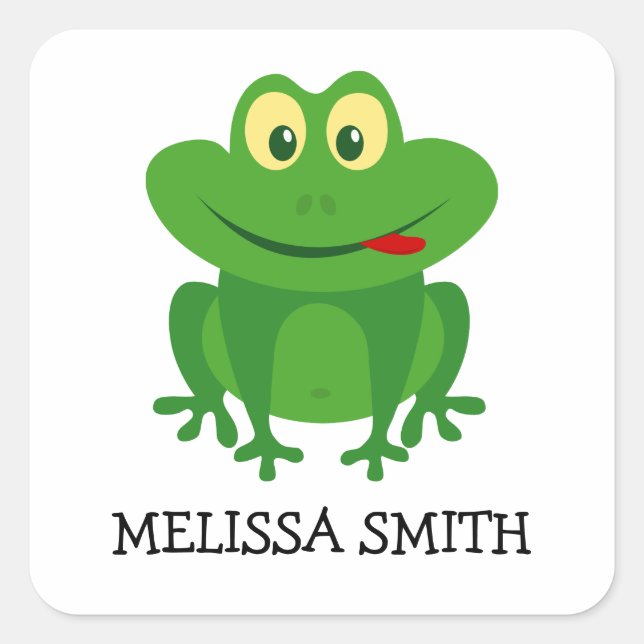 Graciosos pegatinas de personalizados de rana verd (Anverso)
