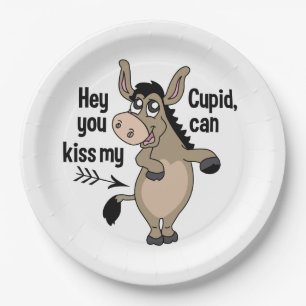 Graciosos platos de papel burro anti-Valentine