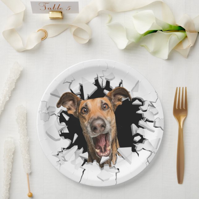 Graciosos platos de papel facial para perros (Boda)