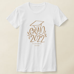 Grad 2022 con letras de mano con camiseta con tope