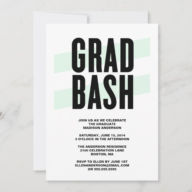 Grad Bash | Invitación a la fiesta de graduación (Anverso)