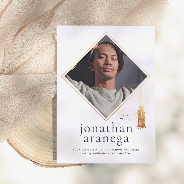 Grad Cap | Invitación fotográfica azul y blanca do (Subido por el creador)