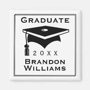 Grad Cap Nombre Personalizado 2 Pulgadas Imán Cuad