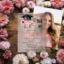 Grad Cap y Floral Rosa Lo Hizo Grad Fiesta