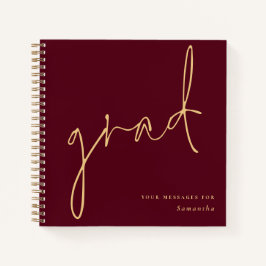 Grad Gold Script Burgundy Graduación Libro de invi