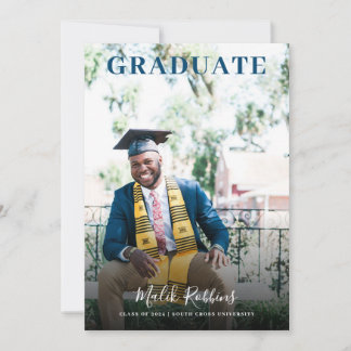 Grad In Cap Y Gown Photo Graduation Invitación