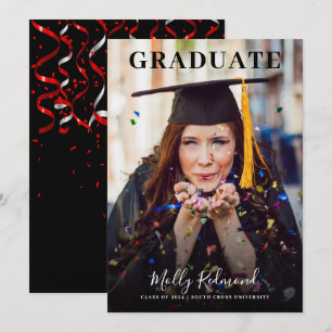 Grad In Cap Y Gown Photo Graduation Invitación