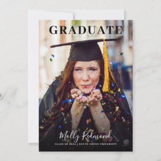 Grad In Cap Y Gown Photo Graduation Invitación