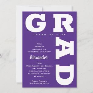 GRAD Negrita en Blanco sobre Anuncio de Graduación