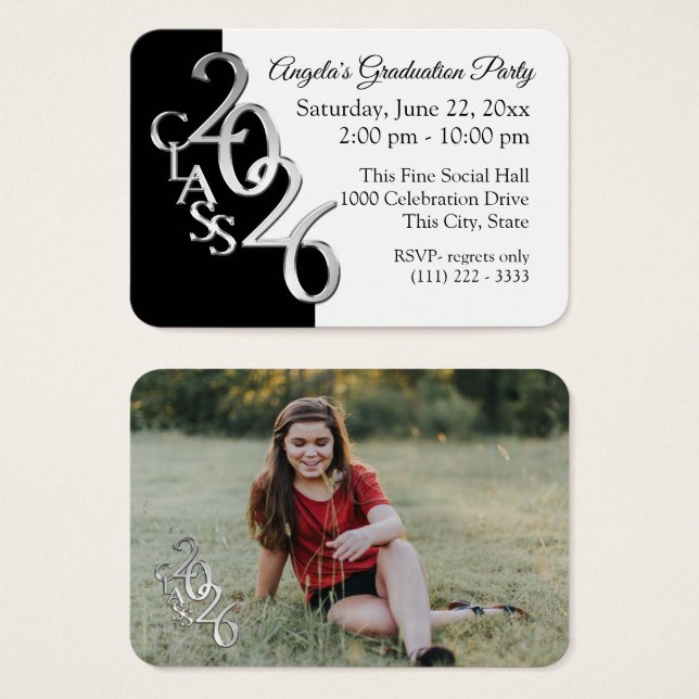 Grad Party Mini Pocket Photo Insert Card 2026 (Anverso y reverso)