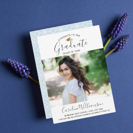 Grad Photo Graduation Invitación Trendy Blue
