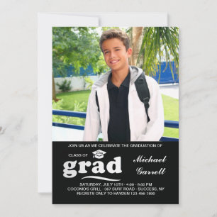 Grad Photo Invitación en blanco y negro