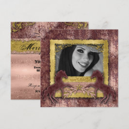 Grad Rosa Dorado Vintage Caballo Invitación Wester