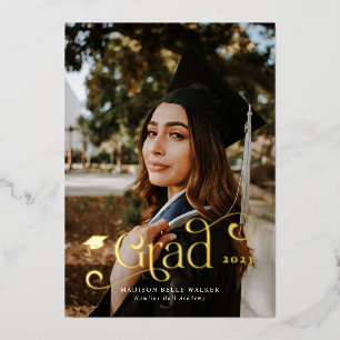 Grad Swirly Font Graduation Invitación