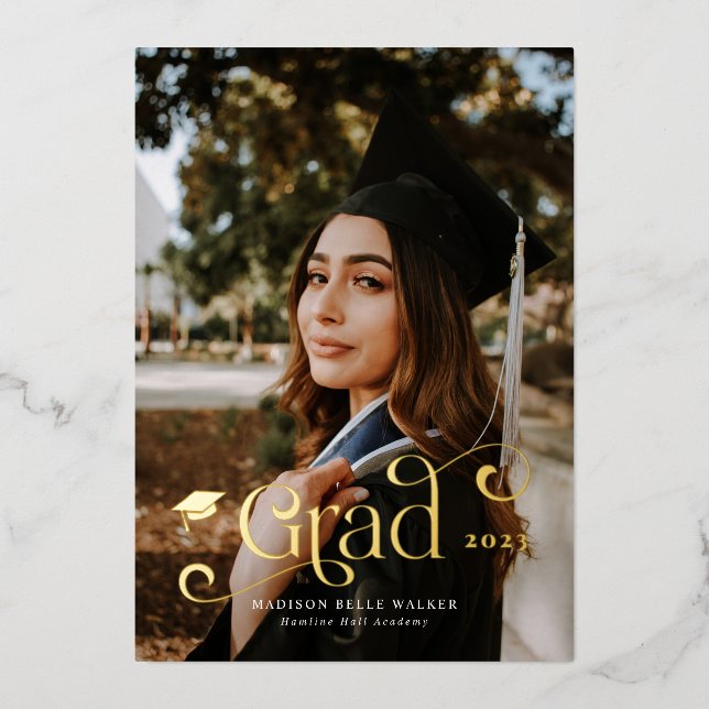 Grad Swirly Font Graduation Invitación (Anverso)