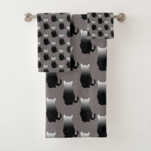 GRADIENT BLACK & WHITE CAT MOTIF EN GRIS DE CARBÓN