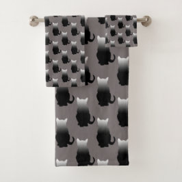 GRADIENT BLACK & WHITE CAT MOTIF EN GRIS DE CARBÓN