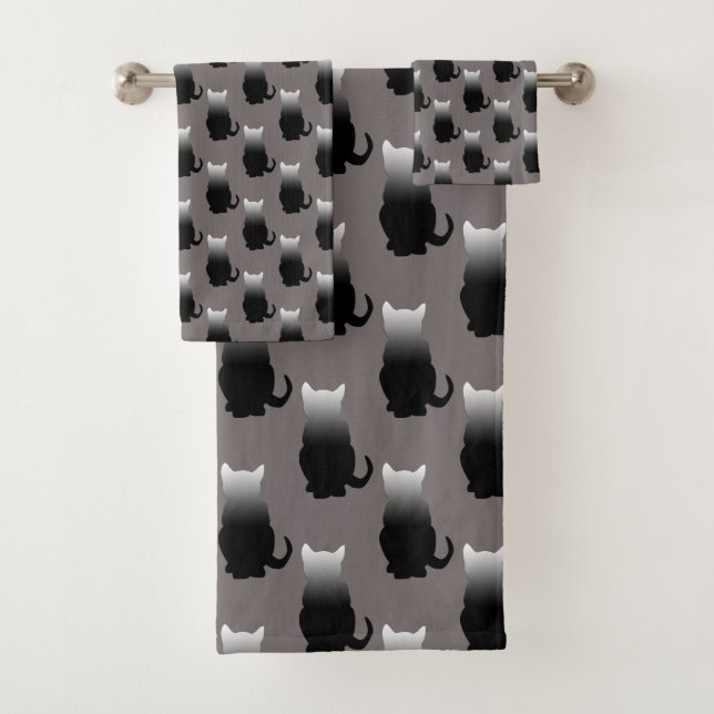 GRADIENT BLACK & WHITE CAT MOTIF EN GRIS DE CARBÓN (In situ)