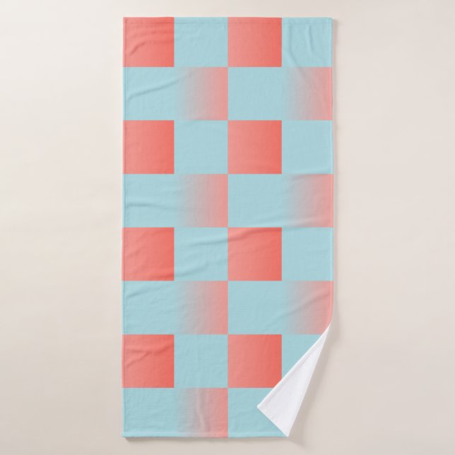 Gradiente a cuadros con estilo polvo azul coral ro (Toalla de baño)