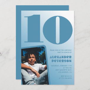 Gradiente azul 10 invitaciones de cumpleaños Boy P
