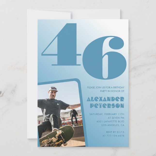 Gradiente azul 46 invitaciones de cumpleaños Hombr (Anverso)