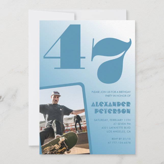 Gradiente azul 47 invitaciones de cumpleaños Hombr (Anverso)