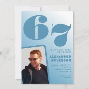 Gradiente azul invitaciones de cumpleaños 67 Hombr