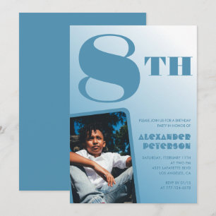 Gradiente azul invitaciones para el octavo cumplea