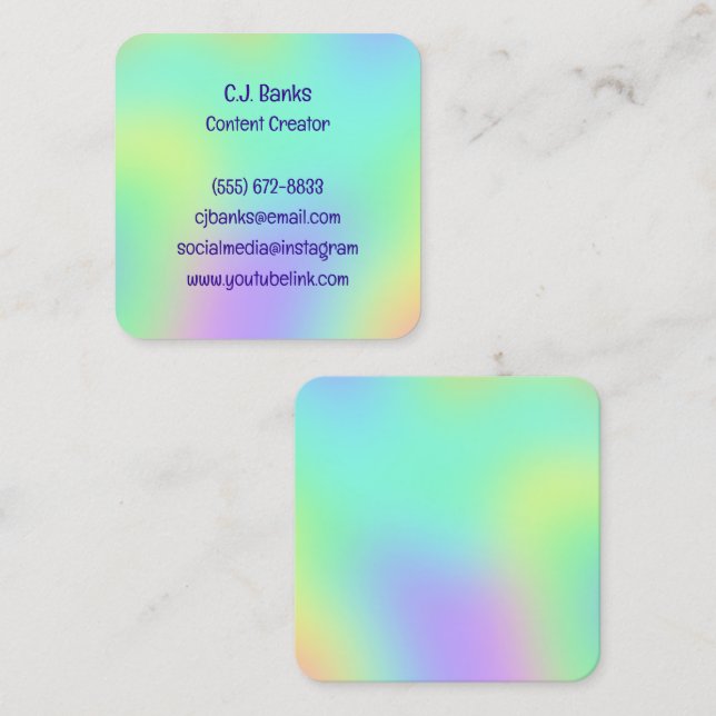 Gradiente de arcoiris para tarjetas de visita cuad (Anverso / Reverso)