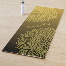 Gradiente de Mandala Mat de Yoga de Oro Negro