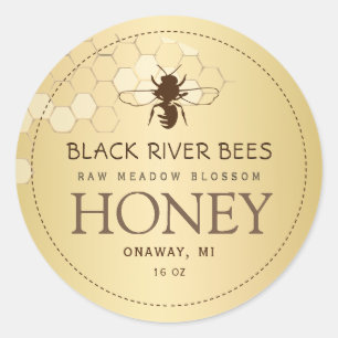 Gradiente de oro de la etiqueta de miel de abeja y
