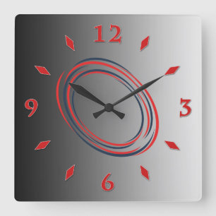 Gradiente gris, marcado rojo. reloj cuadrado