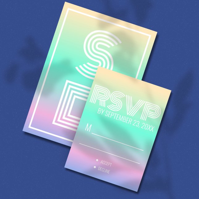 Gradiente holográfico de boda moderna RSVP (Subido por el creador)